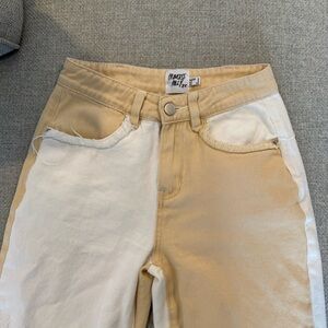 Princess Polly Beige & White Colorblock Jeans